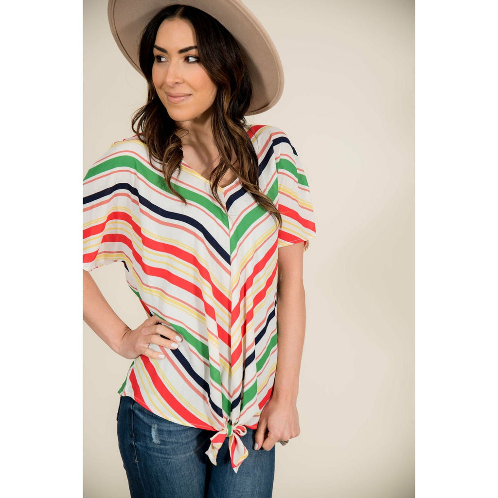 Tomato Tie Front Blouse - Betsey's Boutique Shop