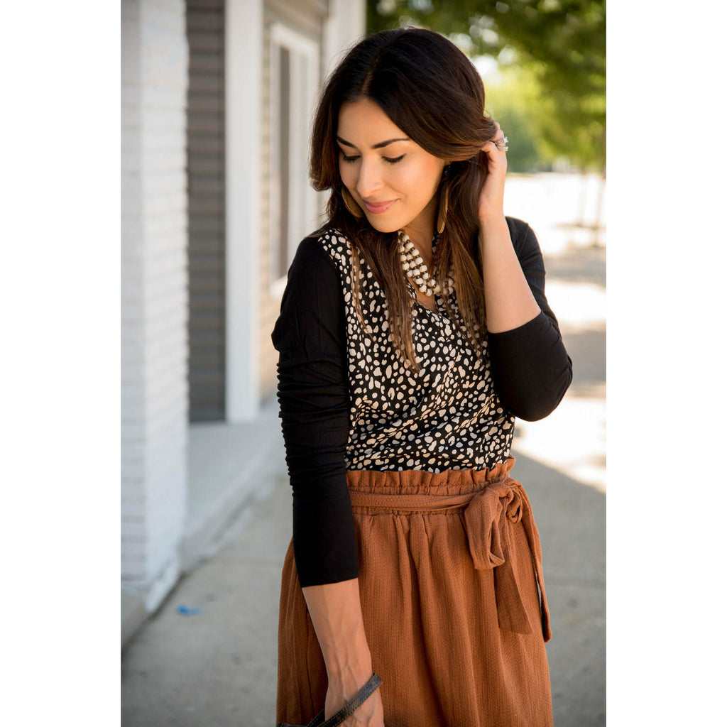 Leopard V Neck Blouse - Betsey's Boutique Shop