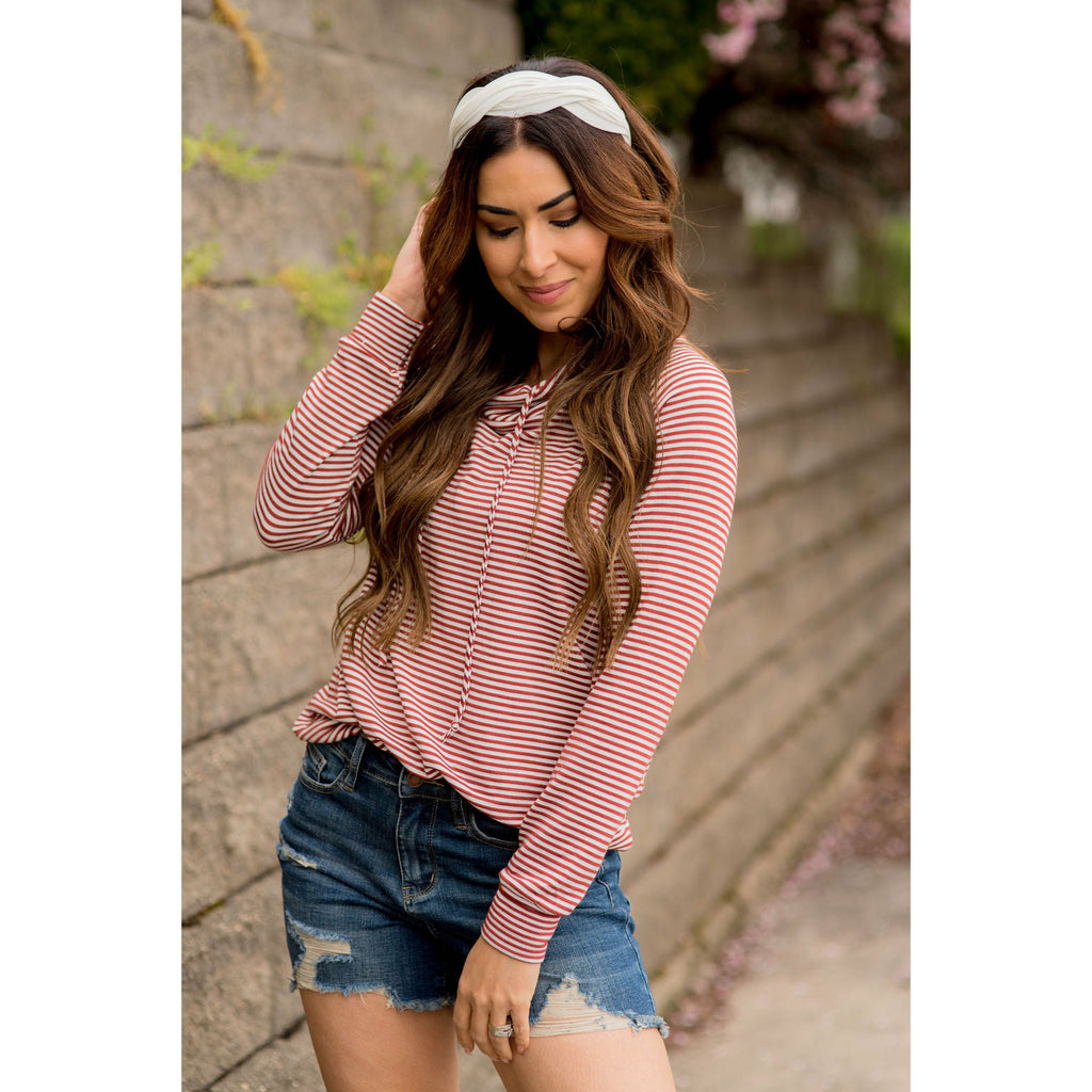 Basic Striped Cowl Neck Sweatshirt - Betsey's Boutique Shop