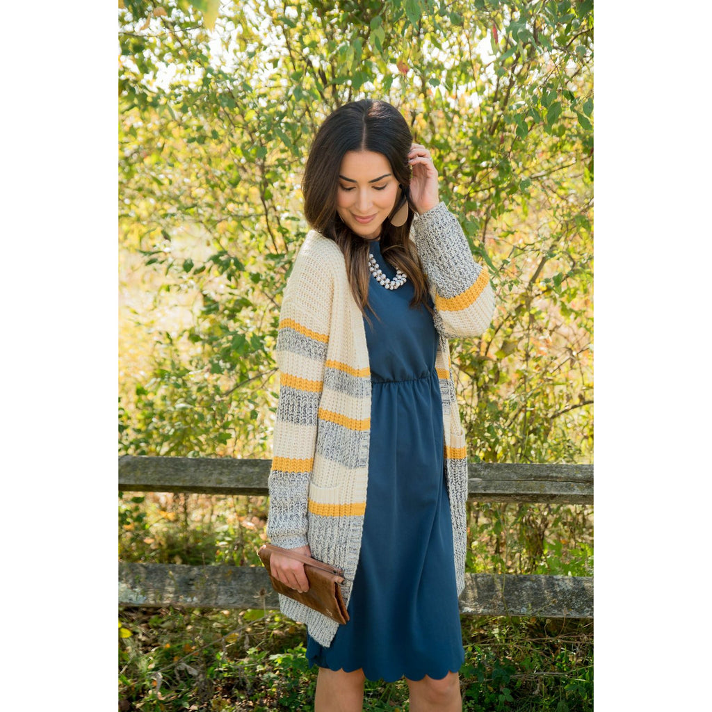 Mustard Knit Mixed Cardigan - Betsey's Boutique Shop