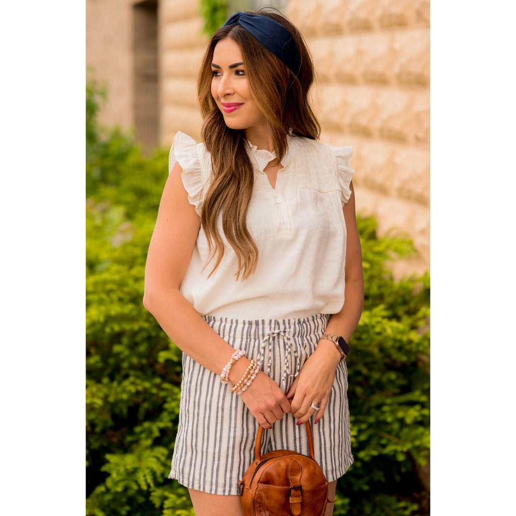 Simple Button Accented Ruffle Tank - Betsey's Boutique Shop