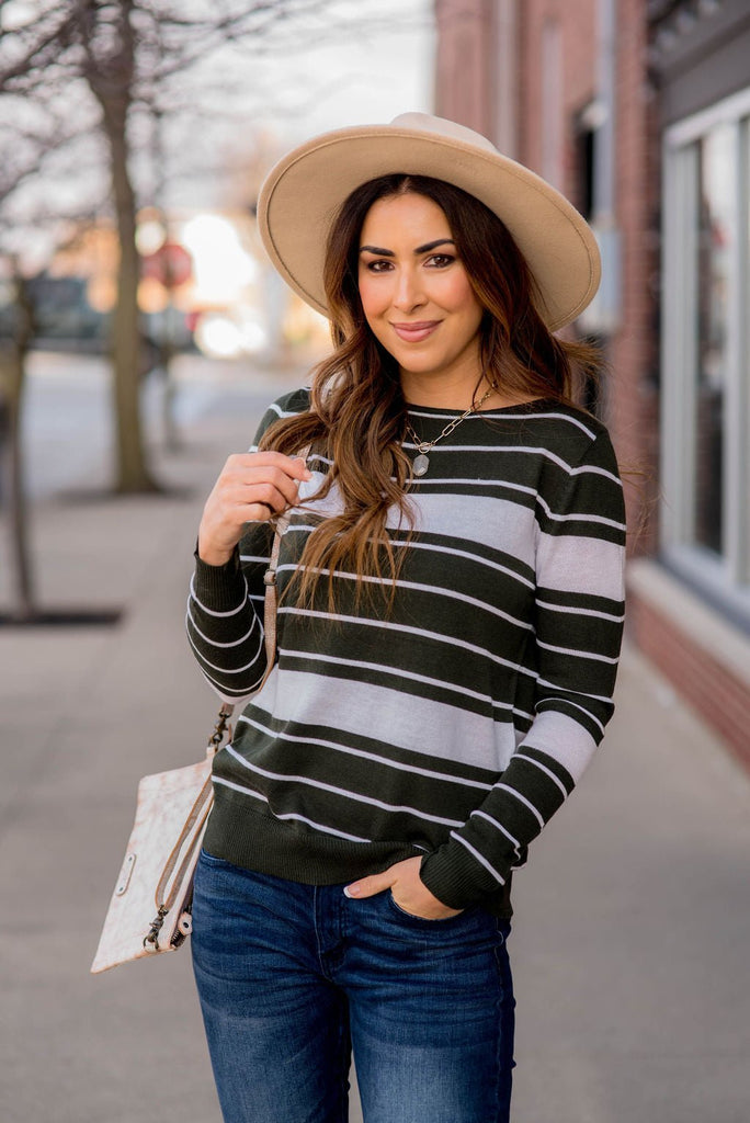 Solid Line Striped Sweater - Betsey's Boutique Shop -