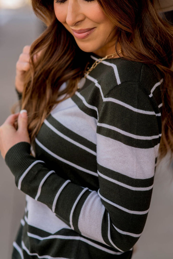 Solid Line Striped Sweater - Betsey's Boutique Shop -