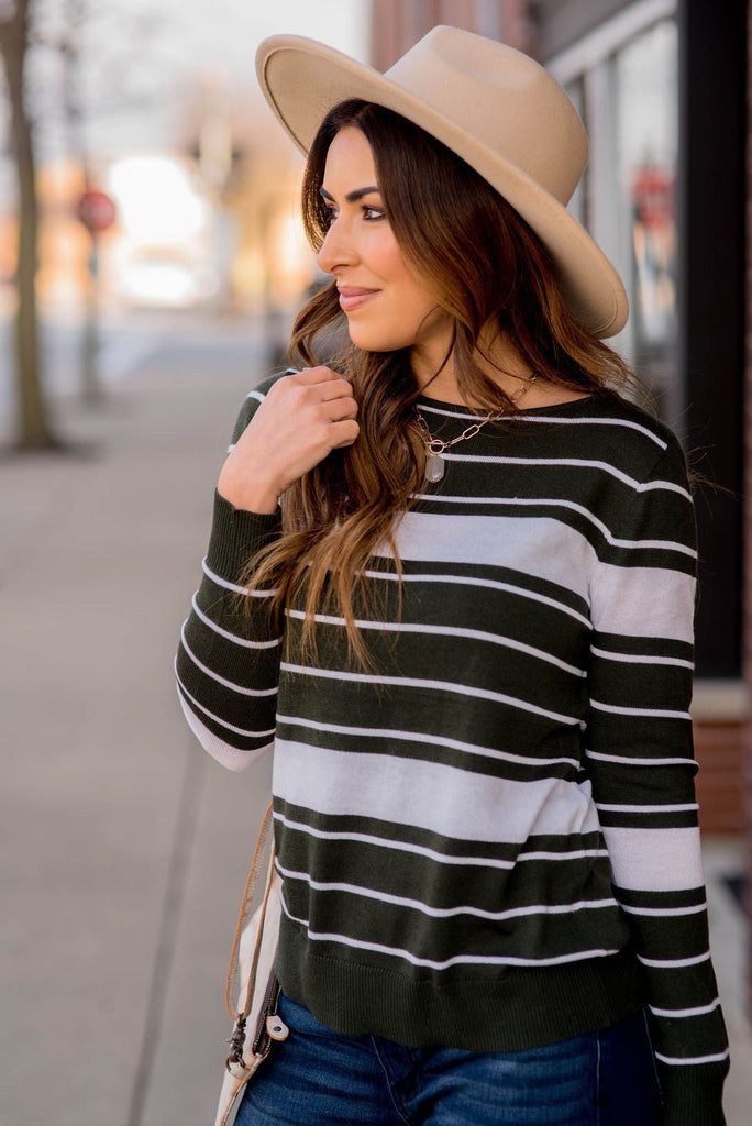 Solid Line Striped Sweater - Betsey's Boutique Shop -