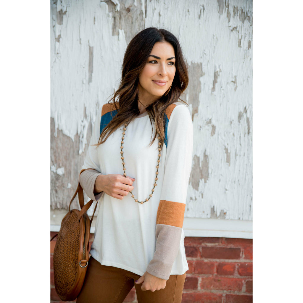 Color Block Trim Tee - Betsey's Boutique Shop