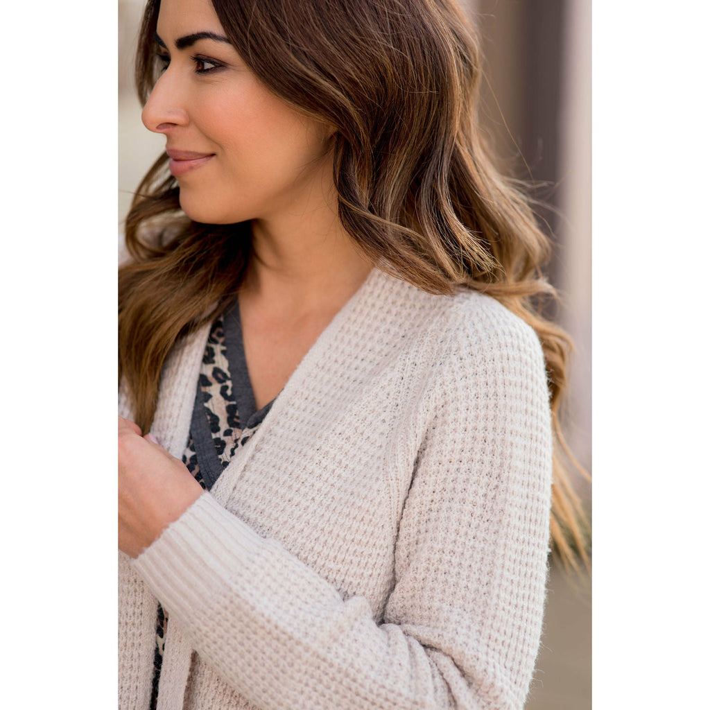 Heavy Waffle Knit Cardigan - Betsey's Boutique Shop - Coats & Jackets