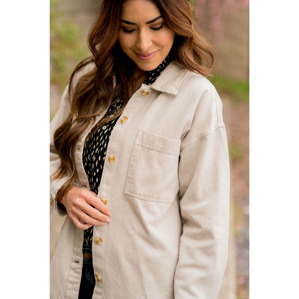 Side Slit Button Up Jacket - Betsey's Boutique Shop