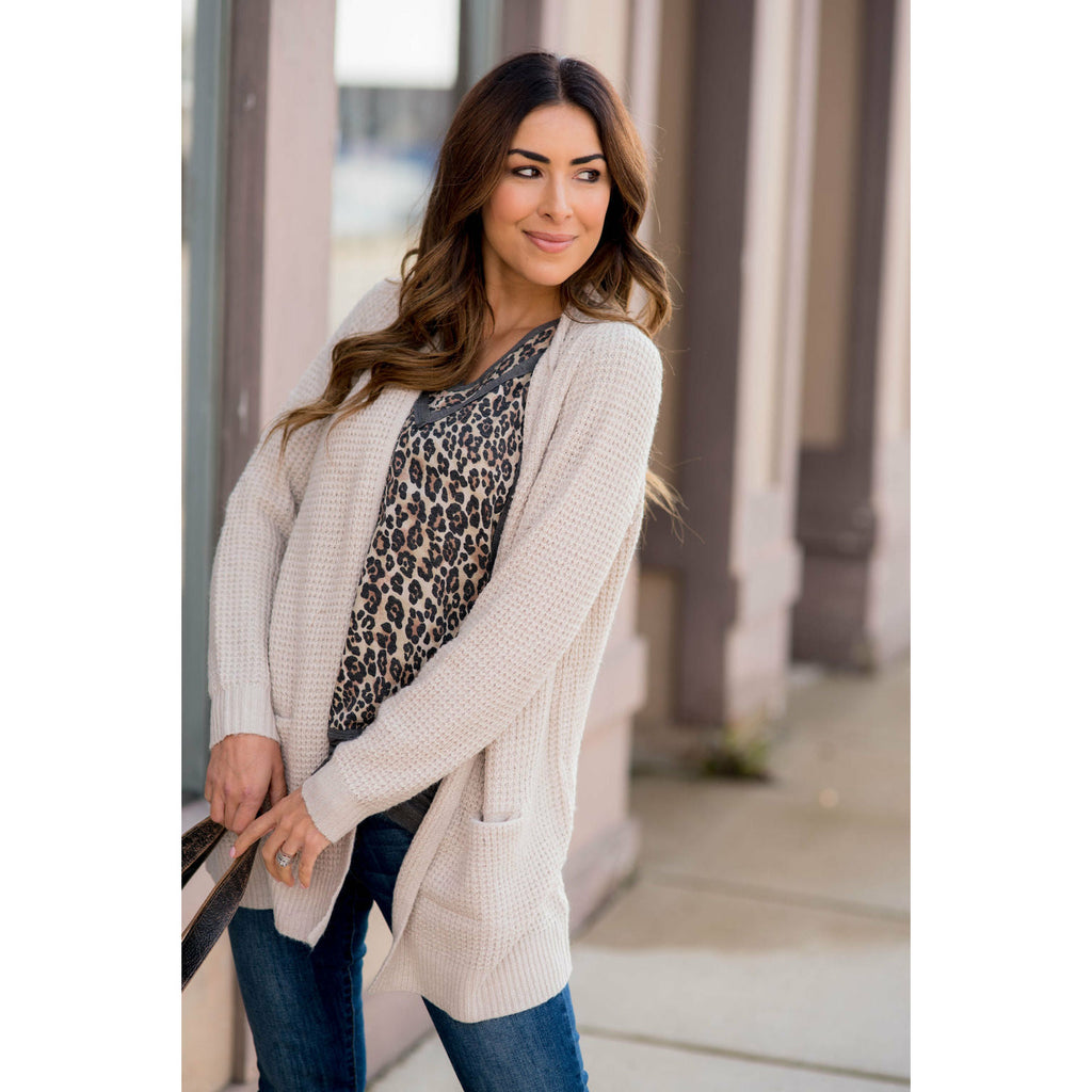 Heavy Waffle Knit Cardigan - Betsey's Boutique Shop - Coats & Jackets