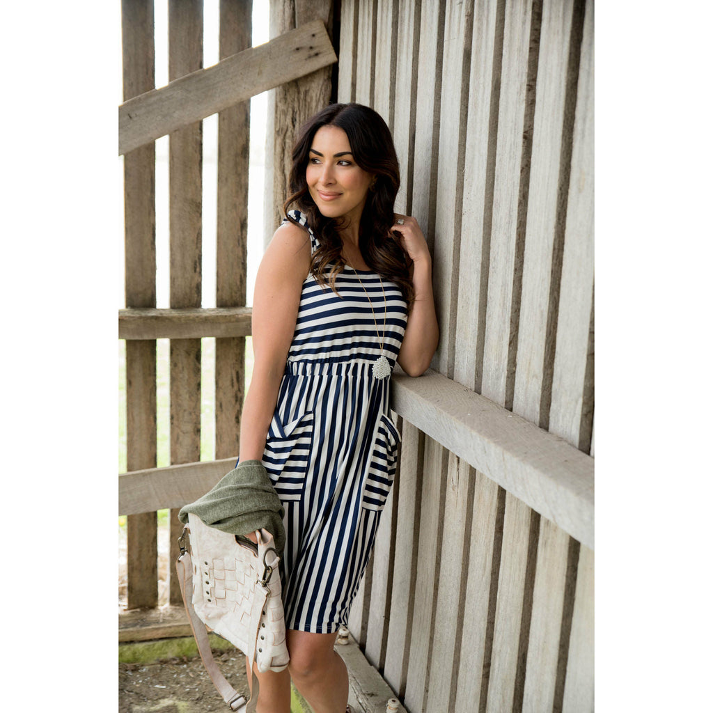 Striped Tie Top Tank Dress - Betsey's Boutique Shop