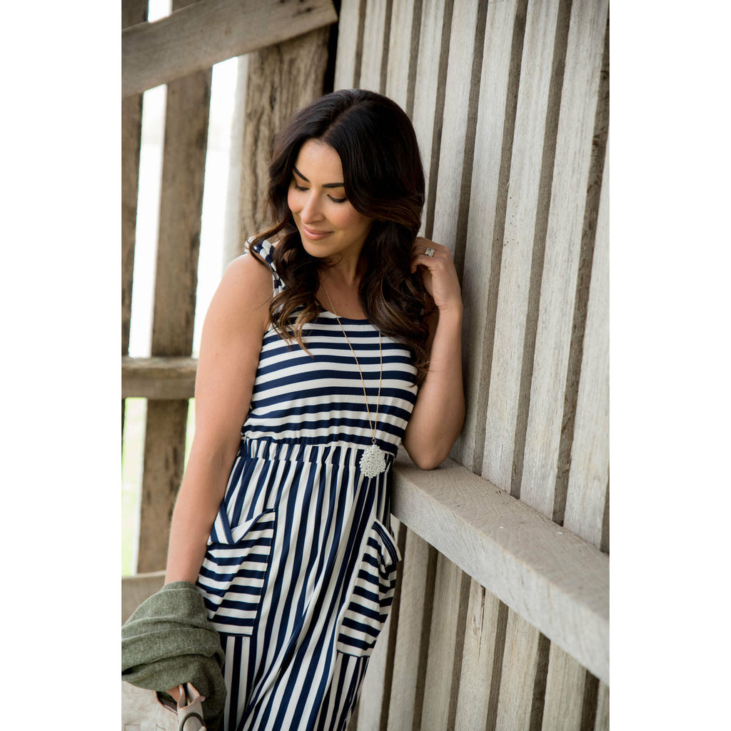 Striped Tie Top Tank Dress - Betsey's Boutique Shop