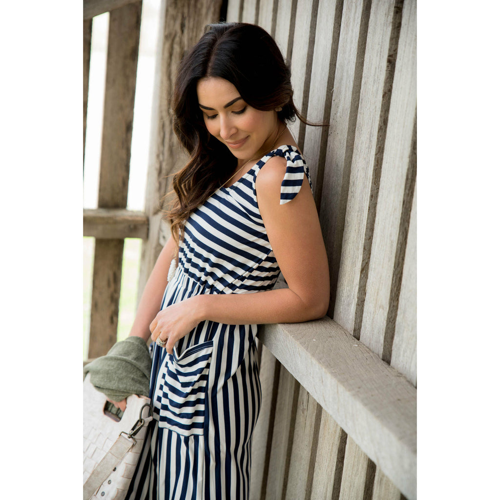 Striped Tie Top Tank Dress - Betsey's Boutique Shop