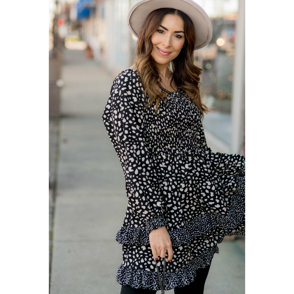 Tiered Double Ruffle Cheetah Print Dress - Betsey's Boutique Shop