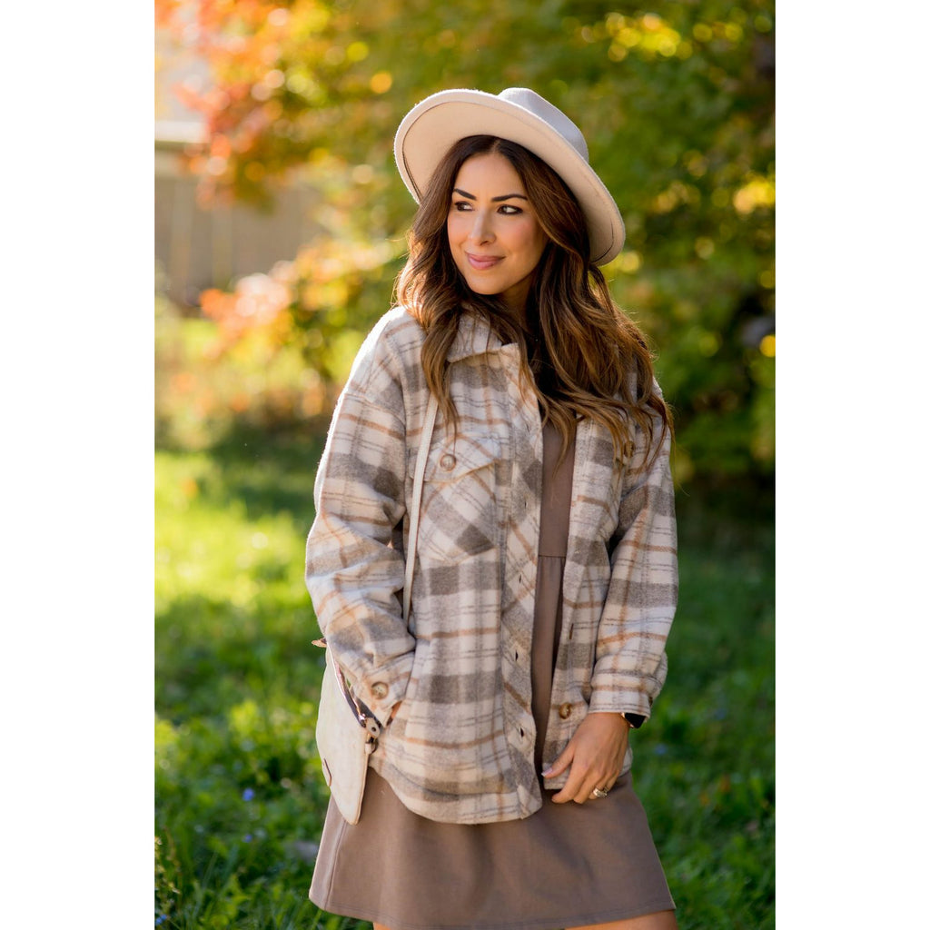 Fashionably Late Plaid Shacket - Betsey's Boutique Shop