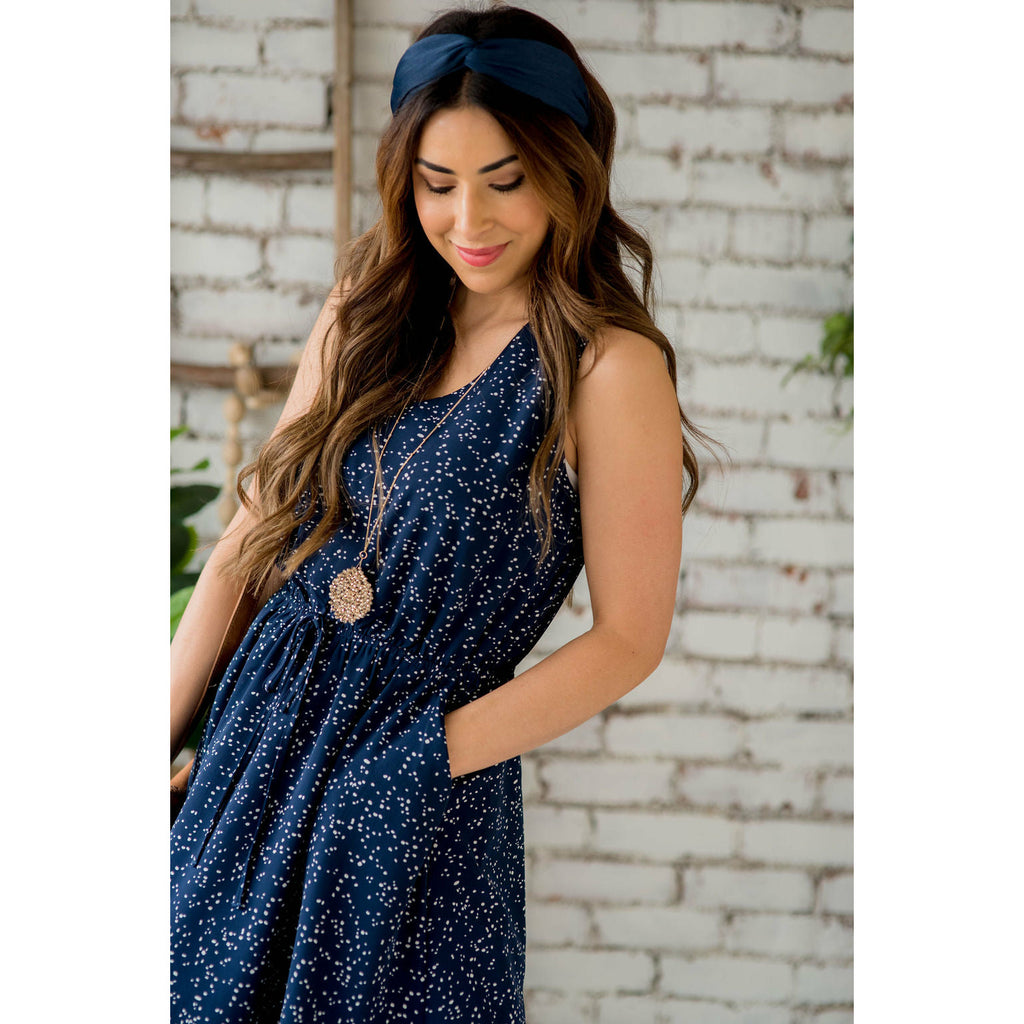 Speckled Tie Waist Tank Dress - Betsey's Boutique Shop