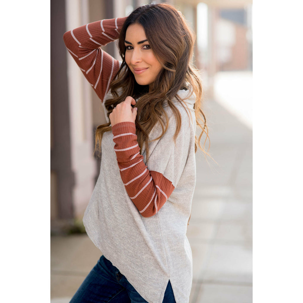 Double Lined Faux Poncho Style Sweater - Betsey's Boutique Shop - Outerwear