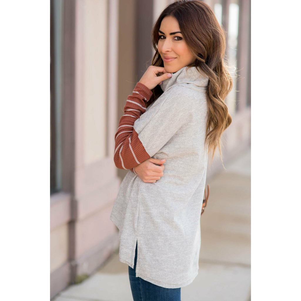 Double Lined Faux Poncho Style Sweater - Betsey's Boutique Shop - Outerwear