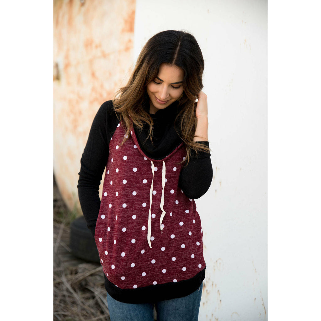 Polka Dot Body Cowl Neck Sweatshirt - Betsey's Boutique Shop