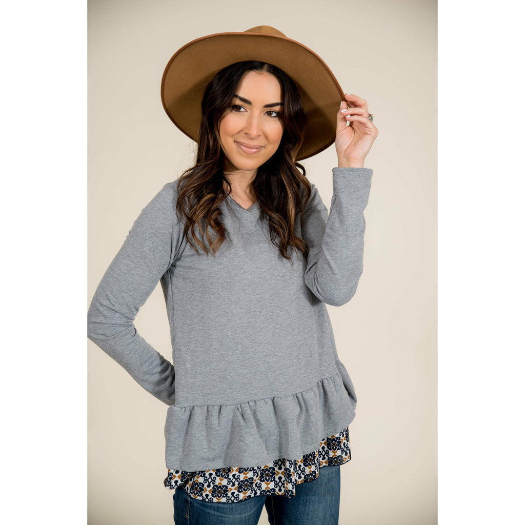 Medallion Bottom Sweatshirt Tee - Betsey's Boutique Shop - Shirts & Tops