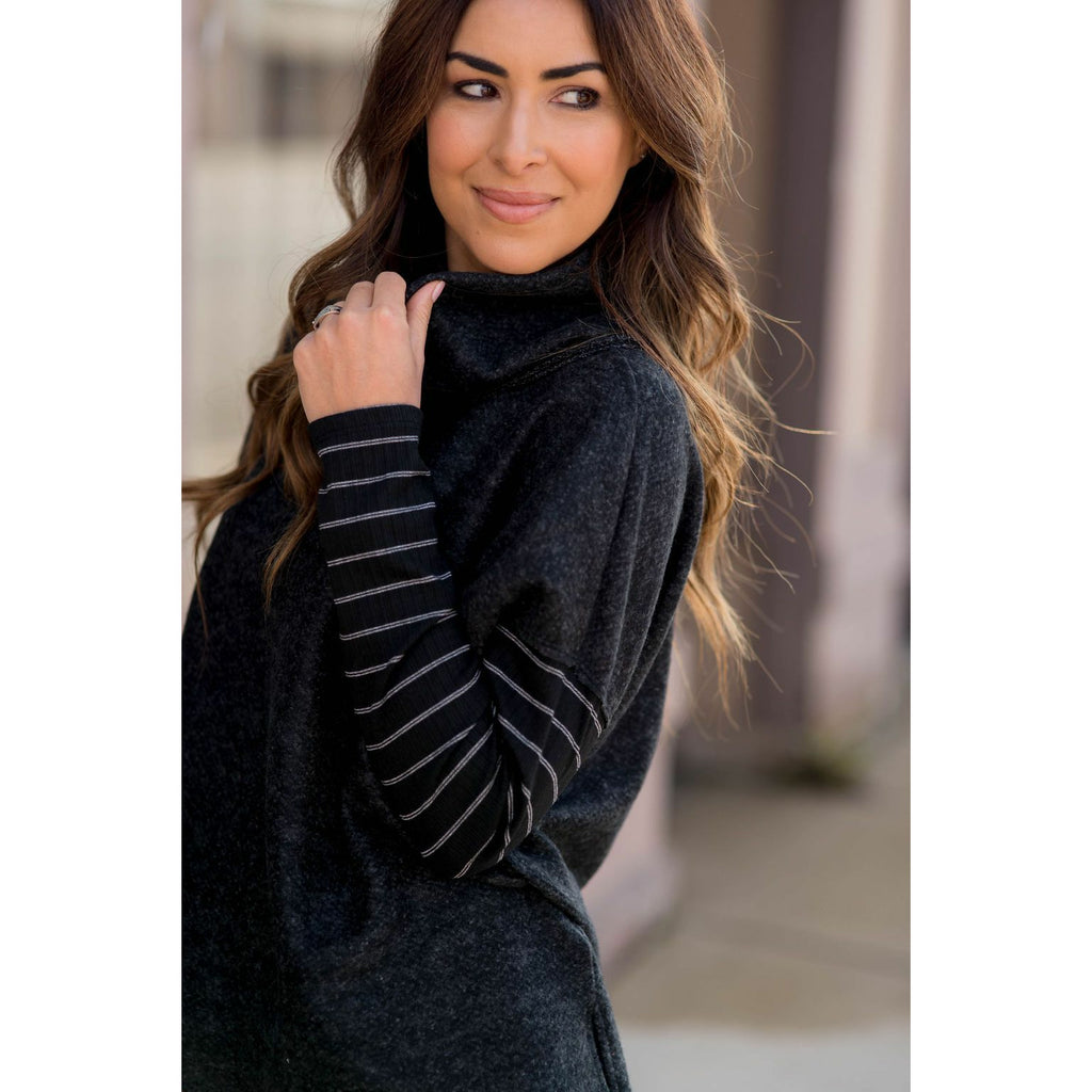 Double Lined Faux Poncho Style Sweater - Betsey's Boutique Shop