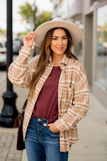 Neutral Shades Plaid Shacket - Betsey's Boutique Shop