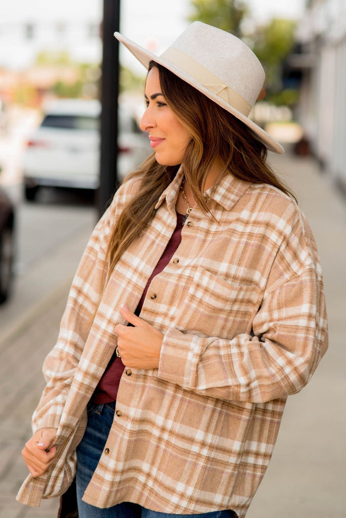 Neutral Shades Plaid Shacket - Betsey's Boutique Shop