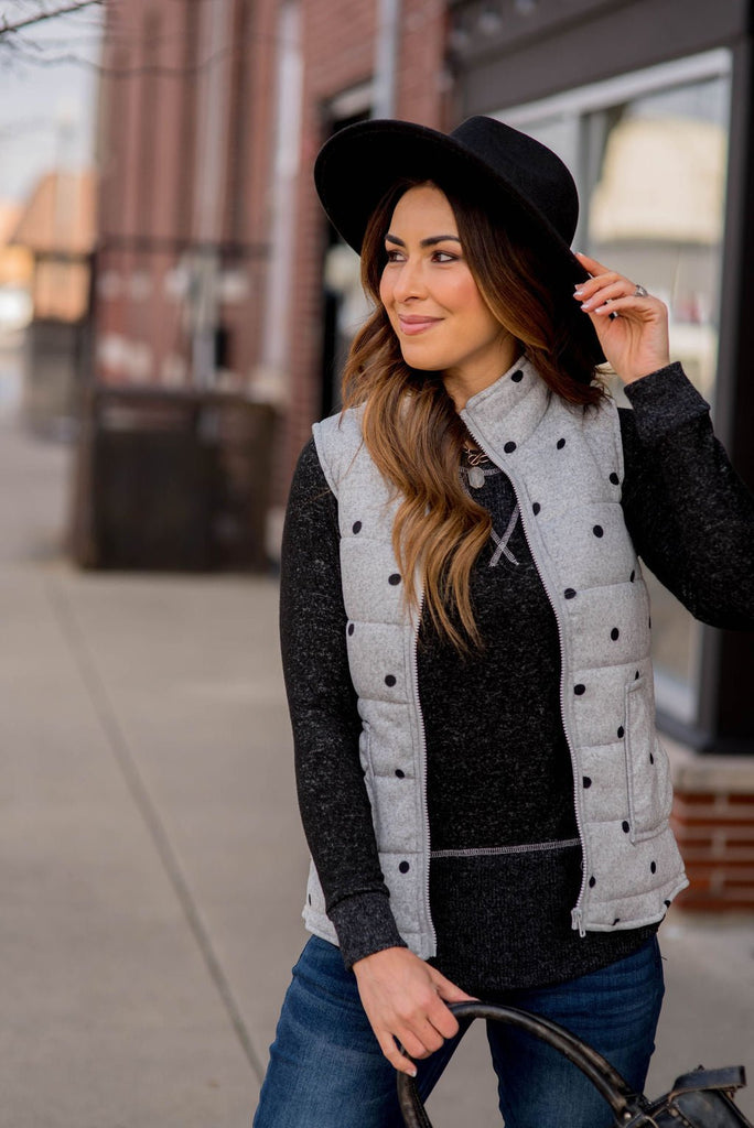 Polka Dot Puffer Vest - Betsey's Boutique Shop