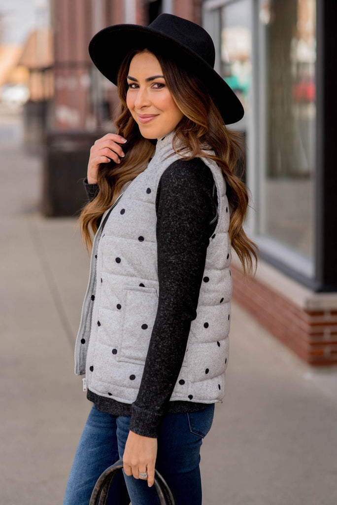 Polka Dot Puffer Vest - Betsey's Boutique Shop