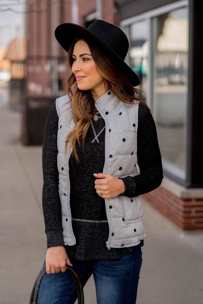 Polka Dot Puffer Vest - Betsey's Boutique Shop