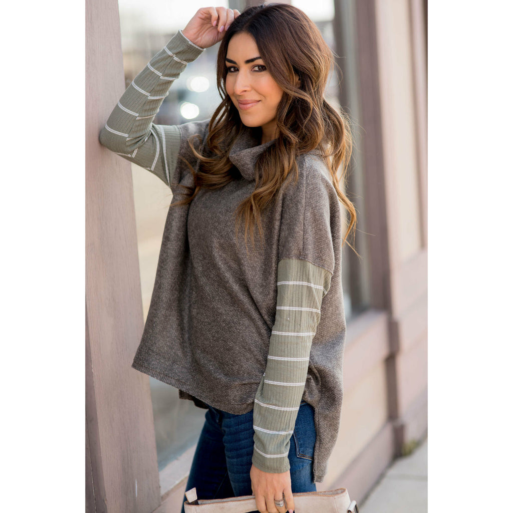 Double Lined Faux Poncho Style Sweater - Betsey's Boutique Shop