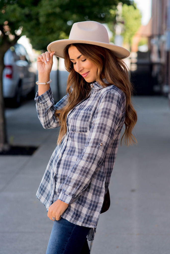 Navy Plaid Tunic - Betsey's Boutique Shop