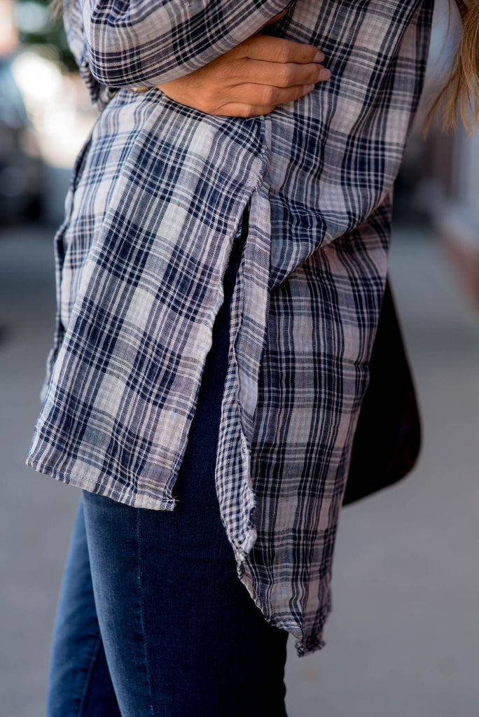 Navy Plaid Tunic - Betsey's Boutique Shop