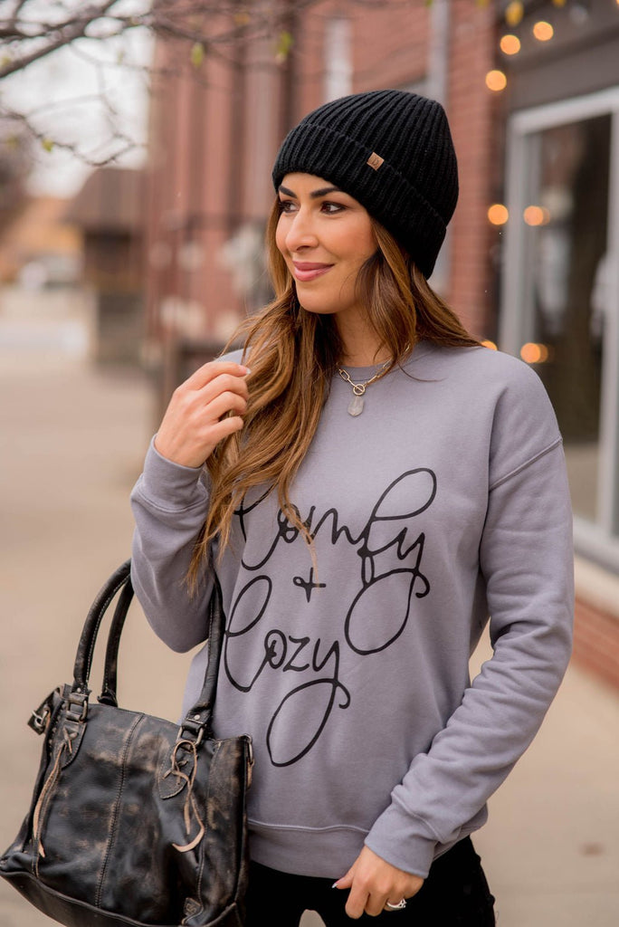 Comfy & Cozy Graphic Crewneck - Betsey's Boutique Shop -