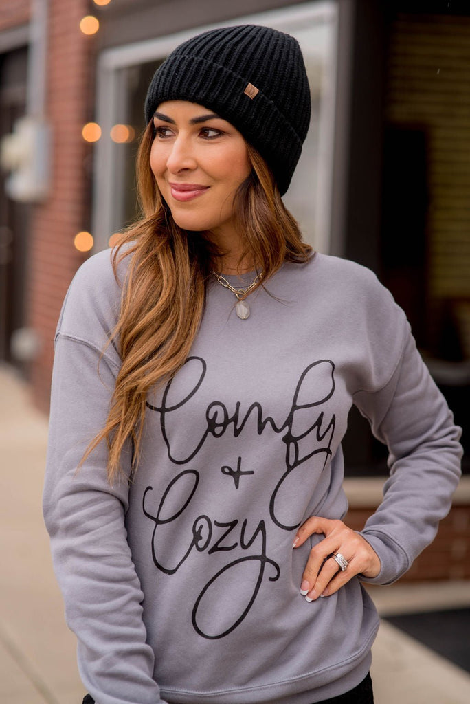 Comfy & Cozy Graphic Crewneck - Betsey's Boutique Shop -