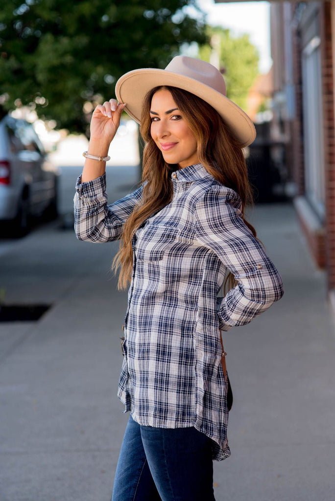 Navy Plaid Tunic - Betsey's Boutique Shop