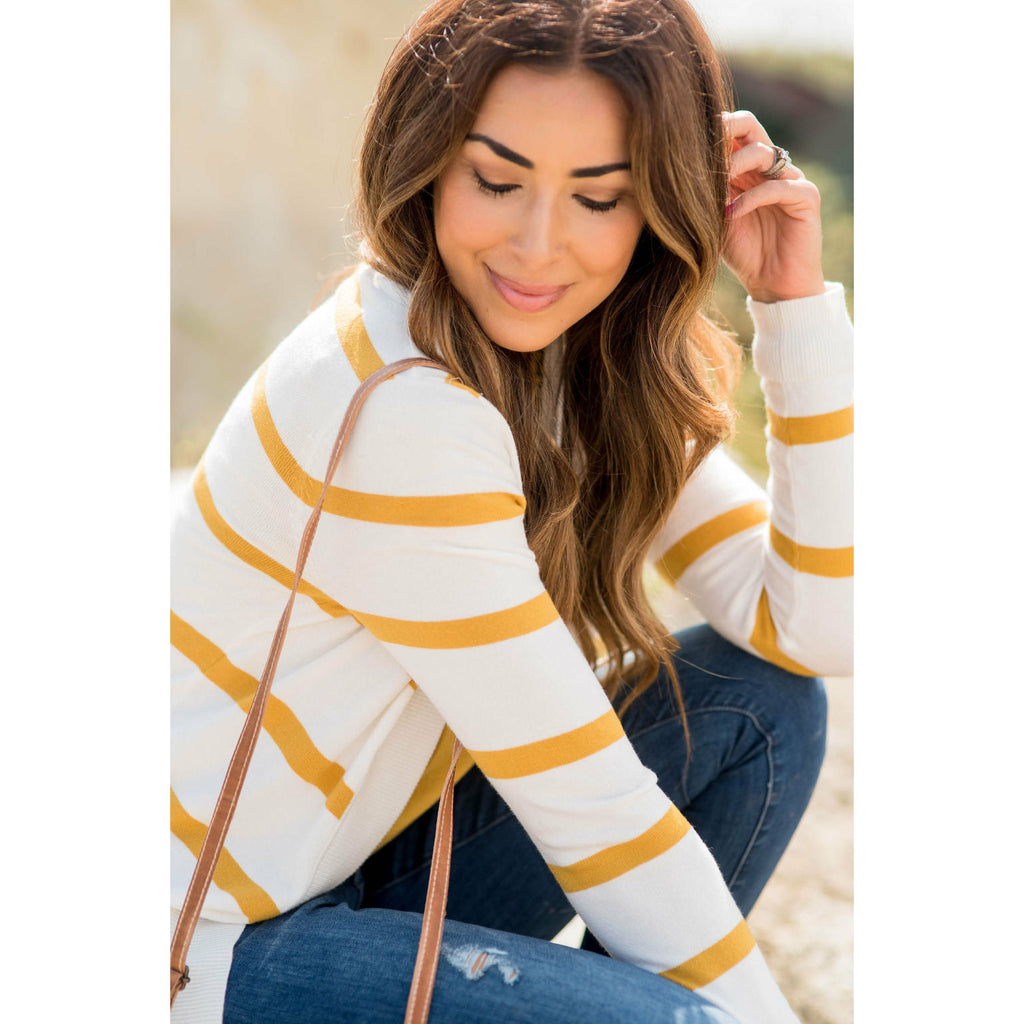 Striped Butter Soft Tunic Cardigan-White - Betsey's Boutique Shop