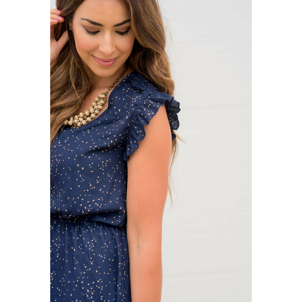 Speckled V-Neck Dress - Betsey's Boutique Shop