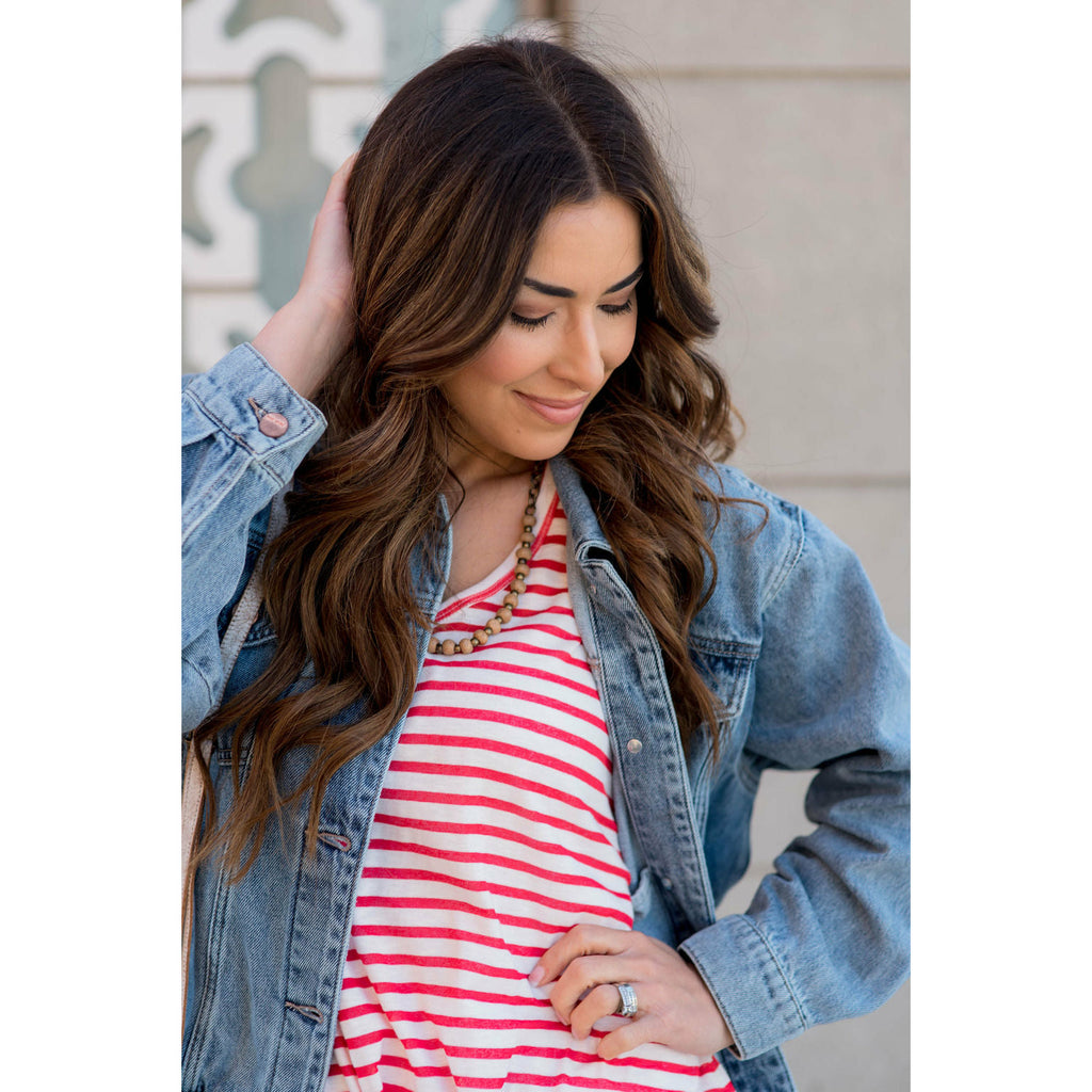 Striped Bottom Tie Tank - Betsey's Boutique Shop