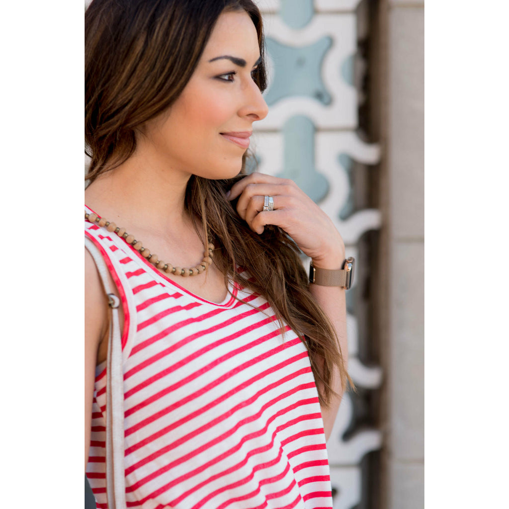 Striped Bottom Tie Tank - Betsey's Boutique Shop