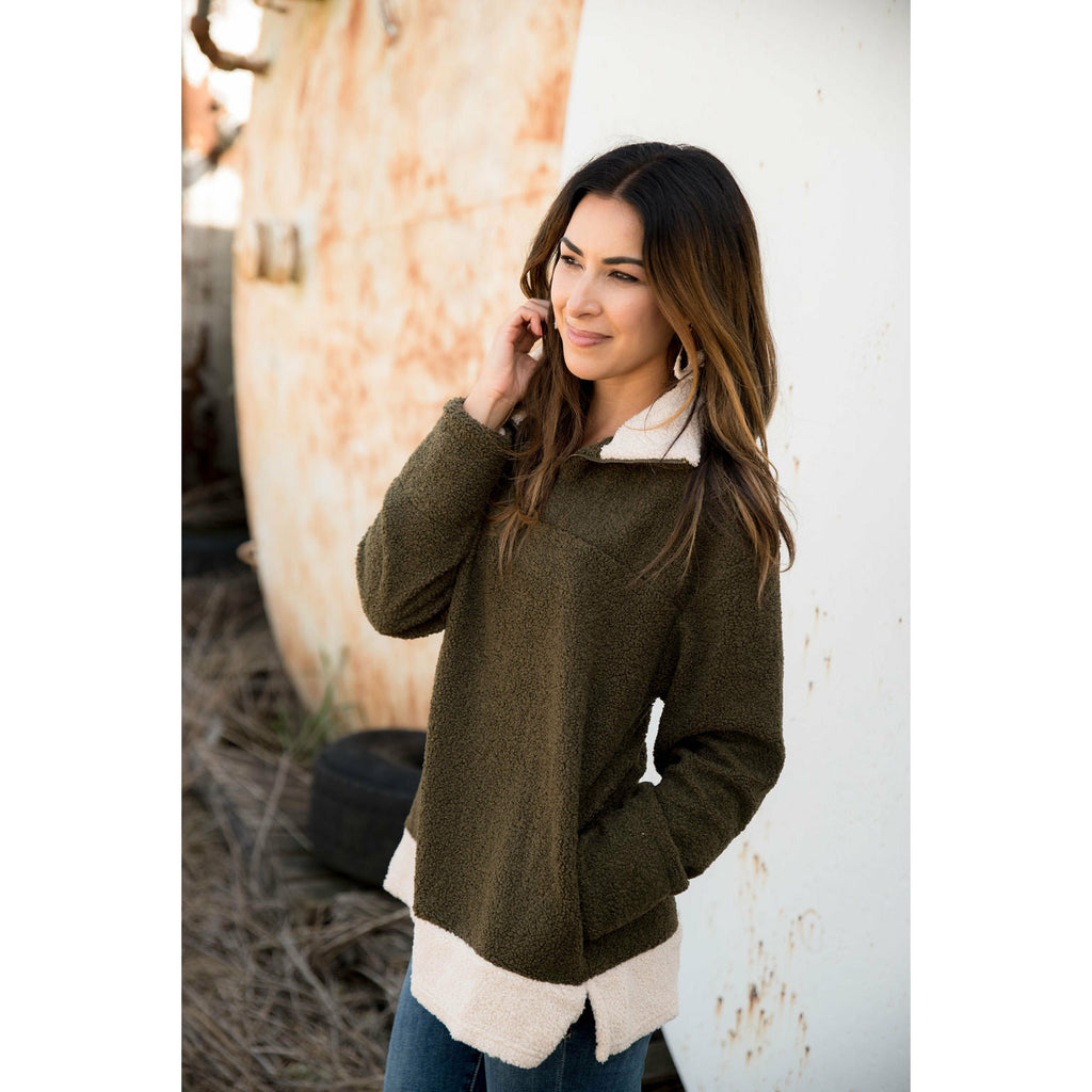 Ivory Bottom Sherpa Pullover - Betsey's Boutique Shop