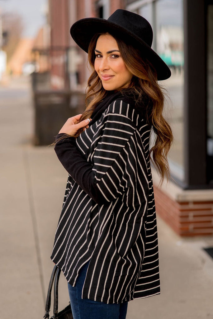 Solid Trim Cowl Neck Poncho - Betsey's Boutique Shop - Outerwear