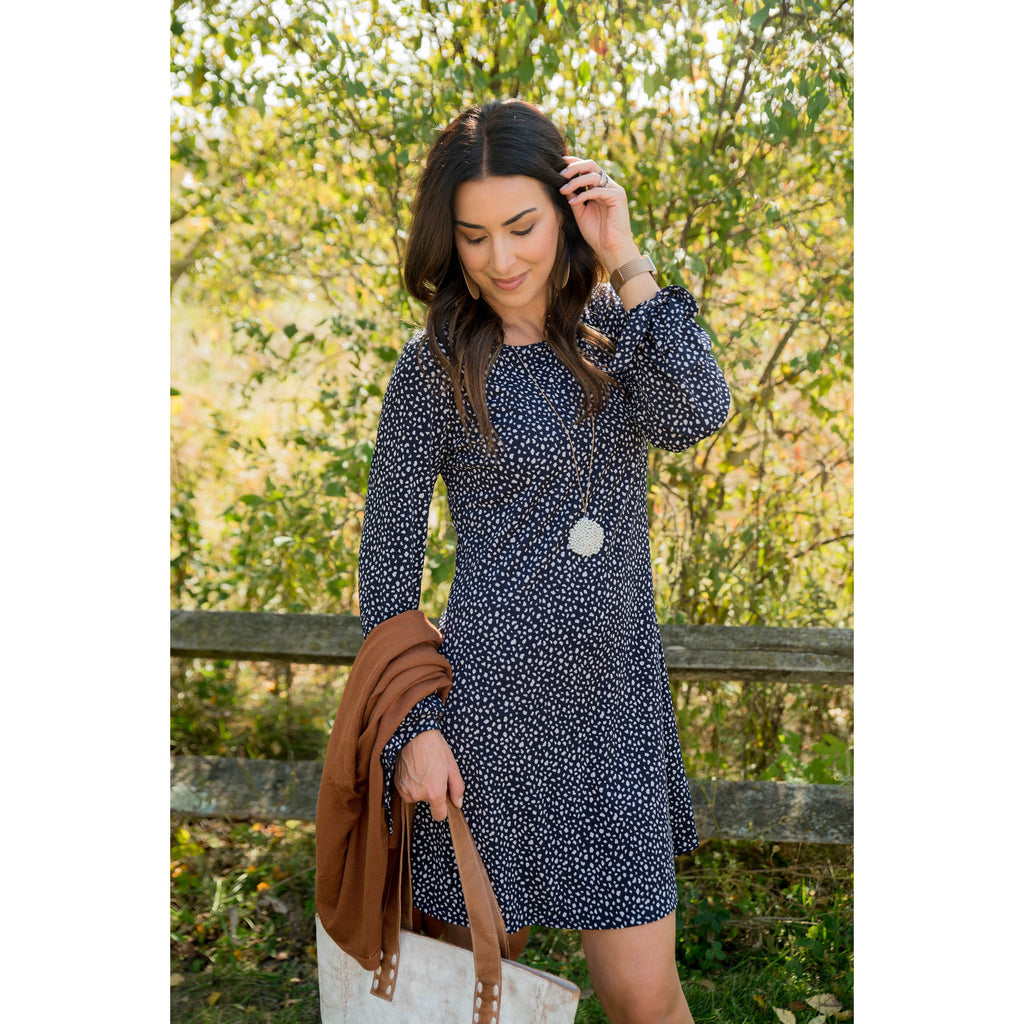 Speckled Tie Sleeve Dress - Betsey's Boutique Shop