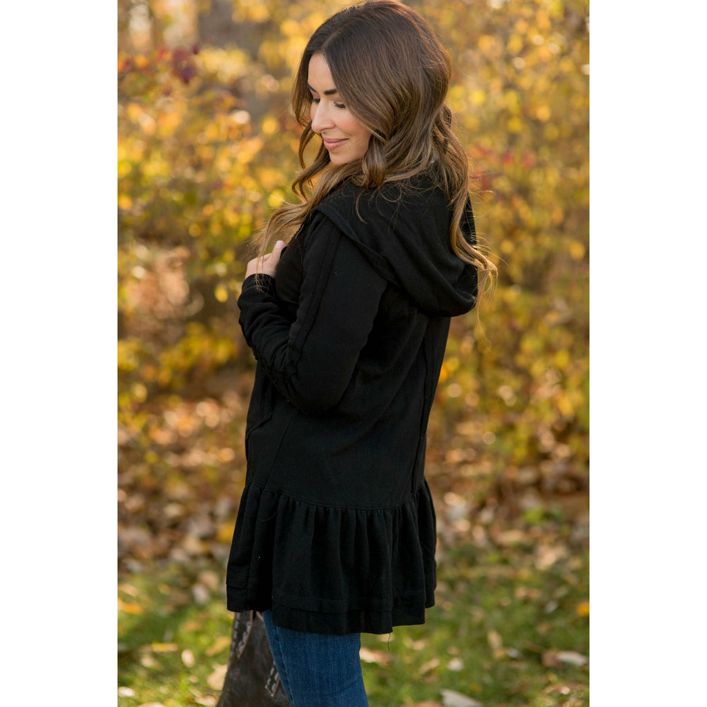 Easy Wear Flutter Bottom Zip Jacket - Betsey's Boutique Shop