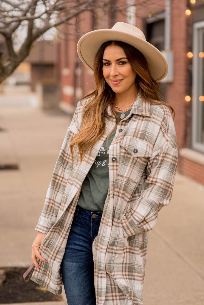 Chic Elongated Plaid Tunic Shacket - Betsey's Boutique Shop