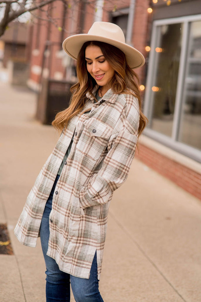 Chic Elongated Plaid Tunic Shacket - Betsey's Boutique Shop