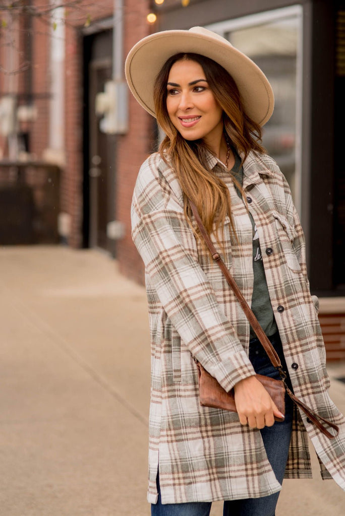 Chic Elongated Plaid Tunic Shacket - Betsey's Boutique Shop