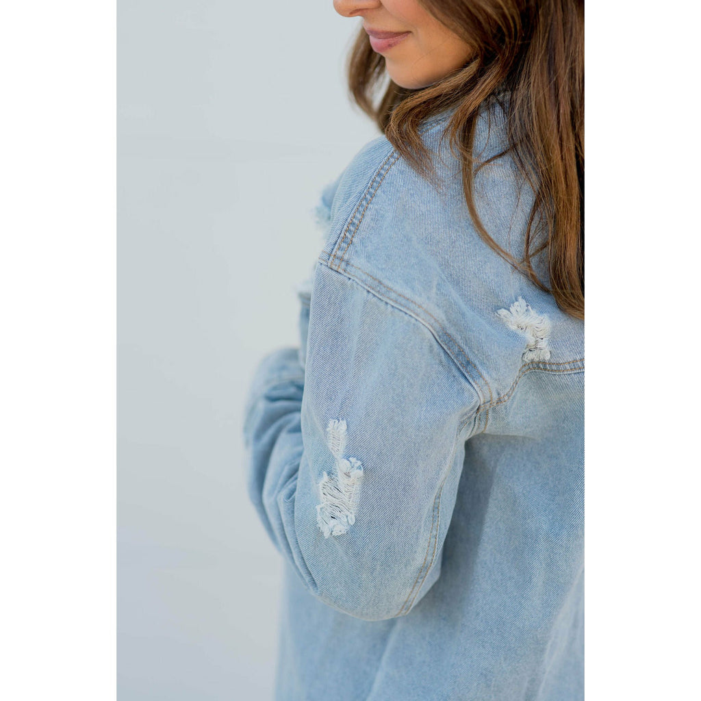 Distressed Denim Jacket - Betsey's Boutique Shop