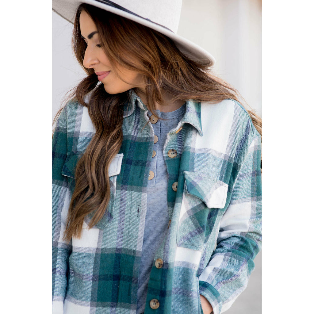 Two Pocket Large Plaid Shacket - Betsey's Boutique Shop