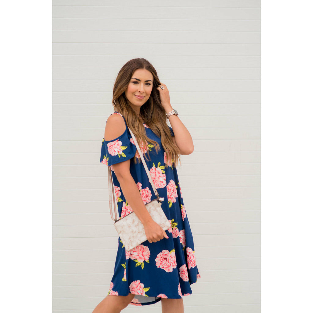 Cold Shoulder Floral Dress - Betsey's Boutique Shop