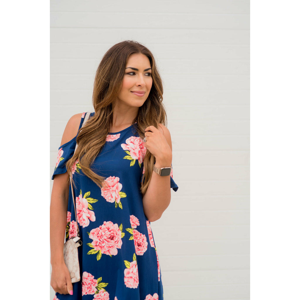 Cold Shoulder Floral Dress - Betsey's Boutique Shop