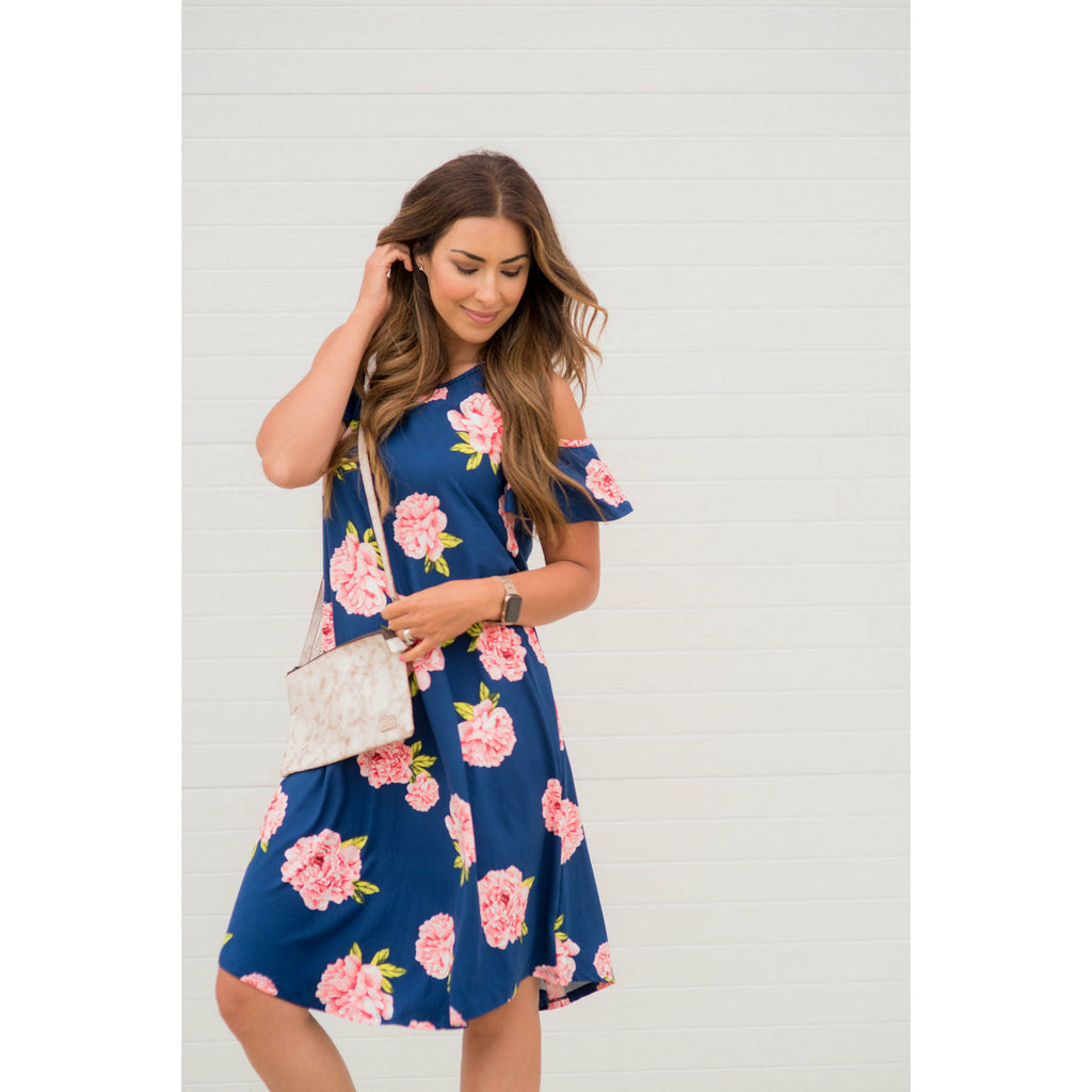 Cold Shoulder Floral Dress - Betsey's Boutique Shop